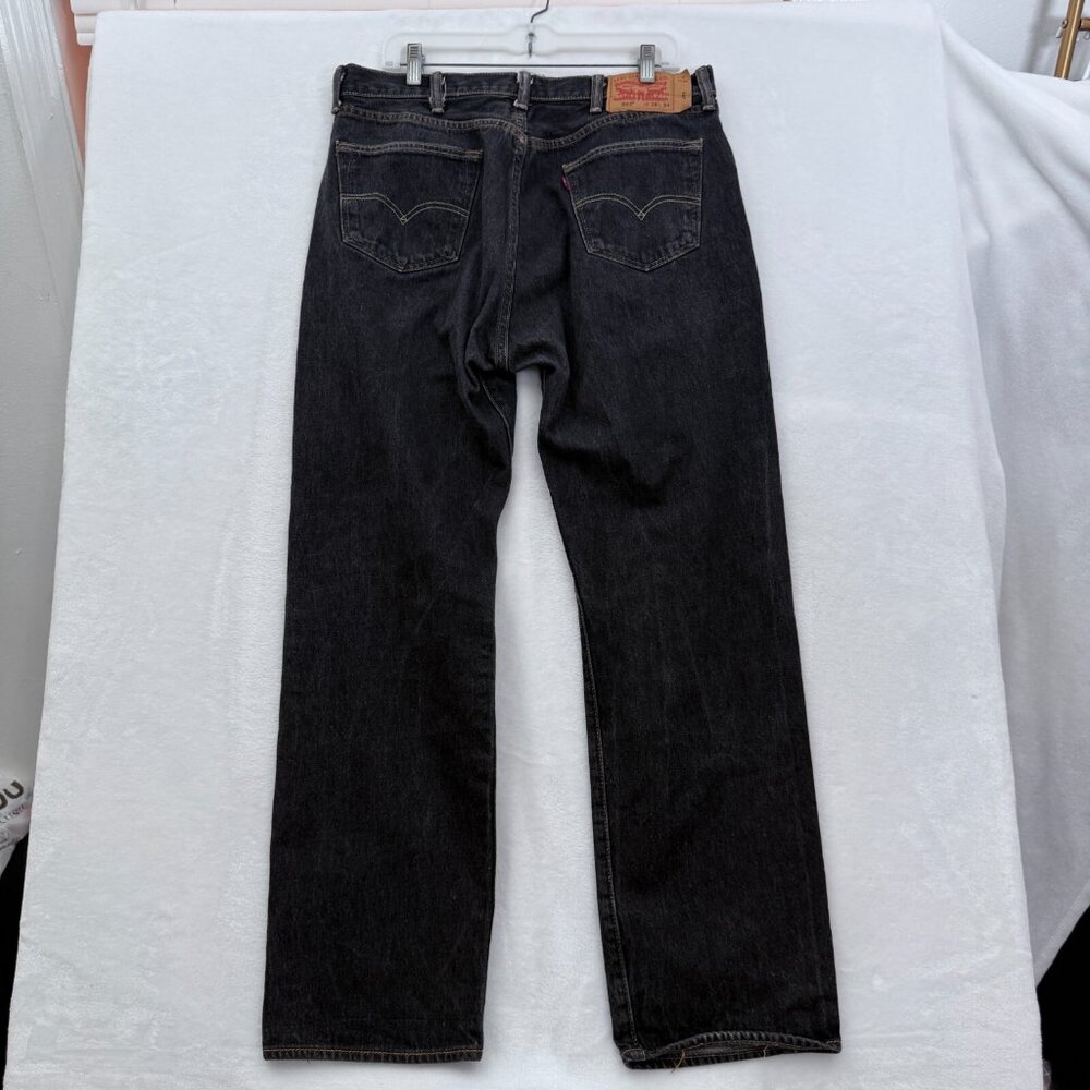 Levis 501 Jeans Mens 38x34(34x31) Black Original Fit Straight Leg Button Fly - Picture 14 of 14